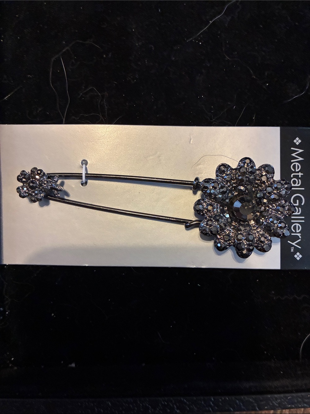 Gallery Black Crystal Floral Brooch Pin